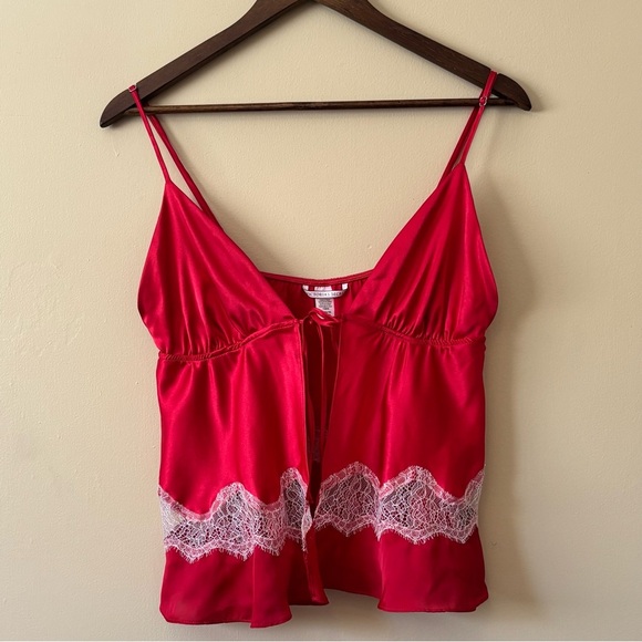 Victoria’s Secret| NEW VS 2-Piece Red Lace Trim Satin Cami Set Sz XL NWOT - Picture 2 of 7